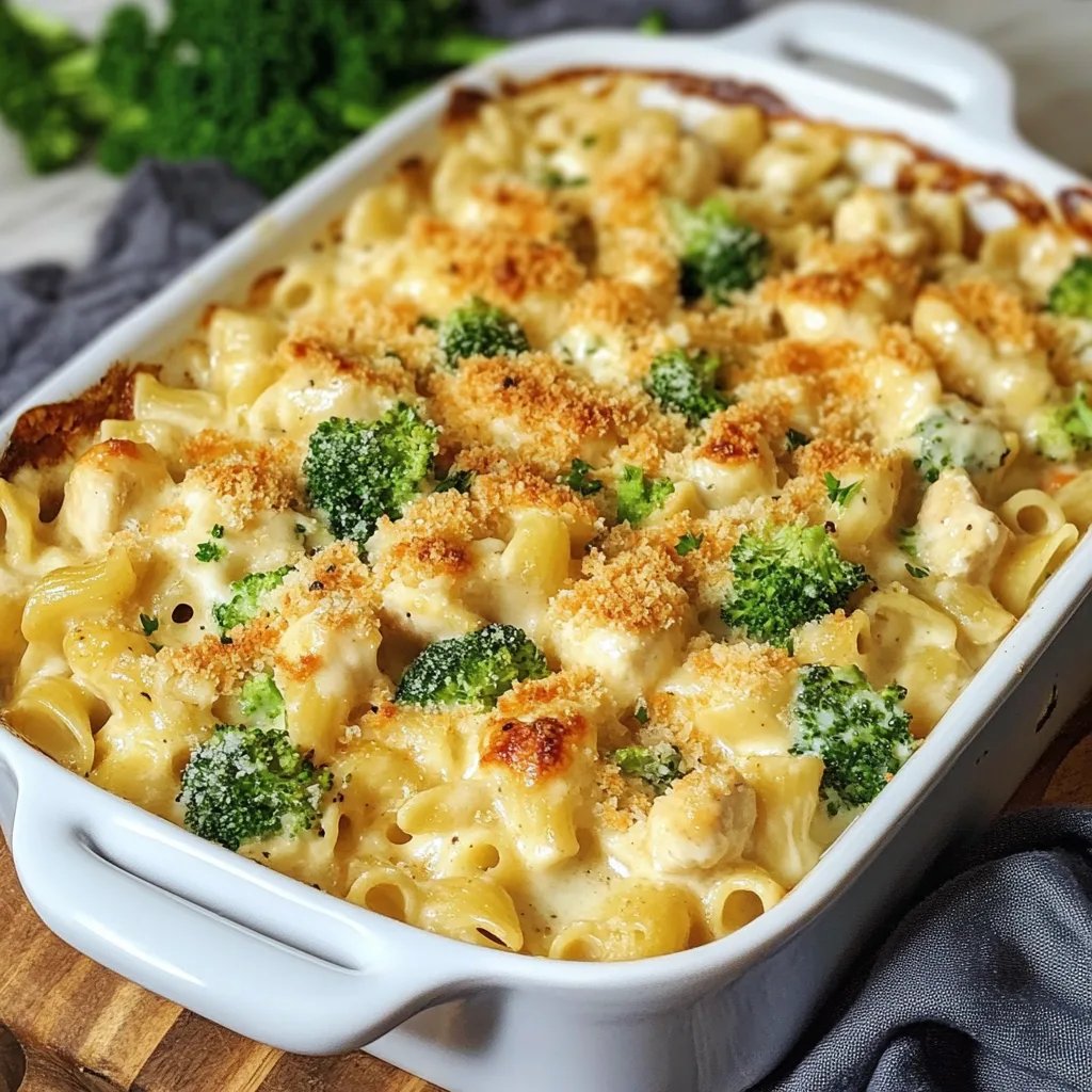 Hähnchen-Nudelauflauf mit Brokkoli