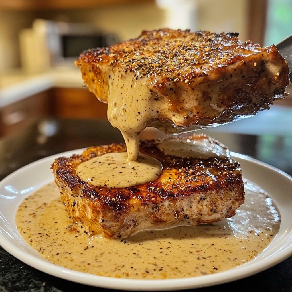 Blumenkohlsteak mit cremiger Pfefferrahmsauce