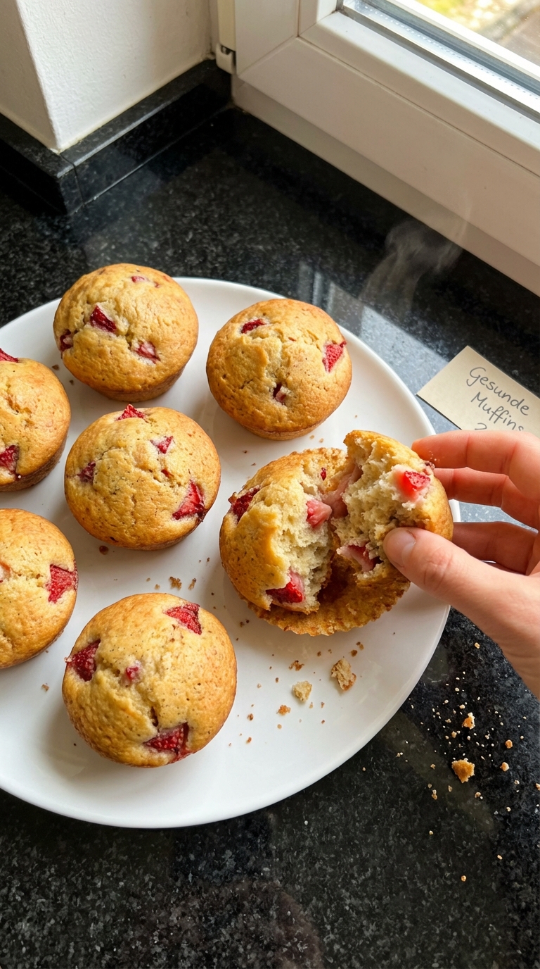 Gesunde Muffins mit Erdbeeren