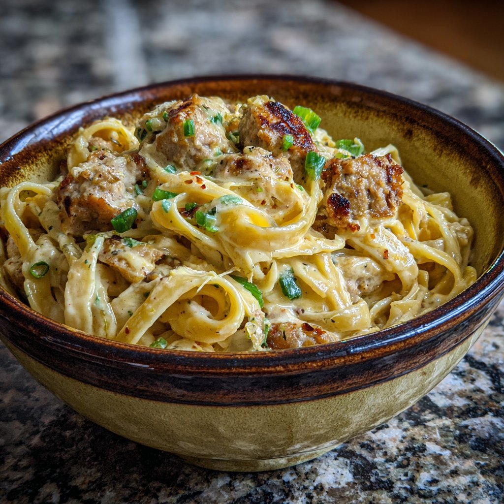 One Pot Creamy Cajun Sausage Alfredo