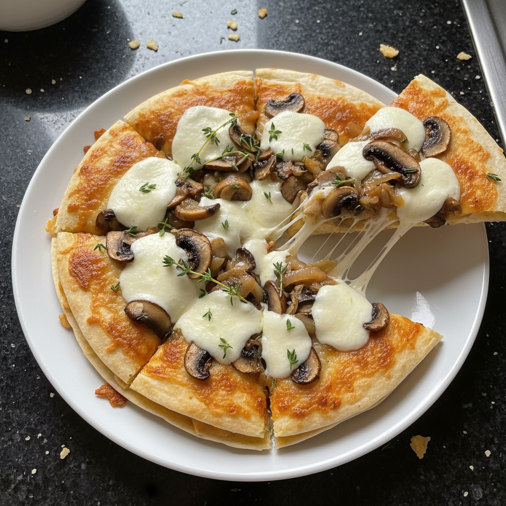 Karamellisierte Zwiebel Pilz Quesadilla