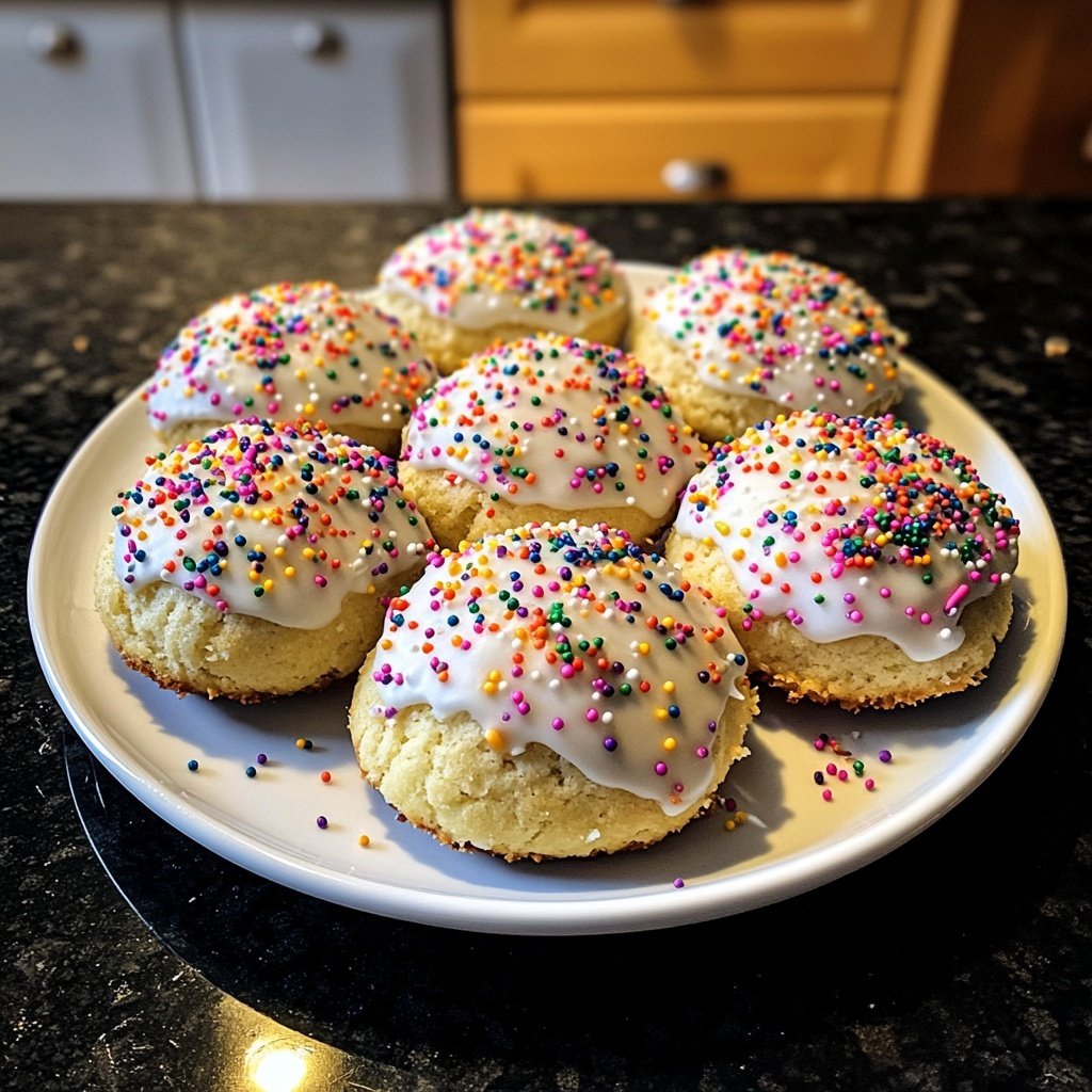 Zarte Butterplätzchen mit bunten Streuseln