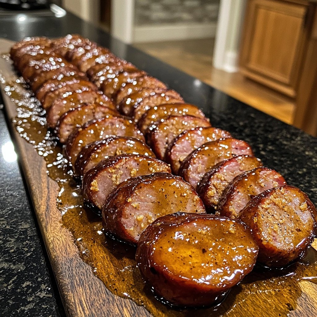 Aprikosen Kielbasa Scheiben Glaze