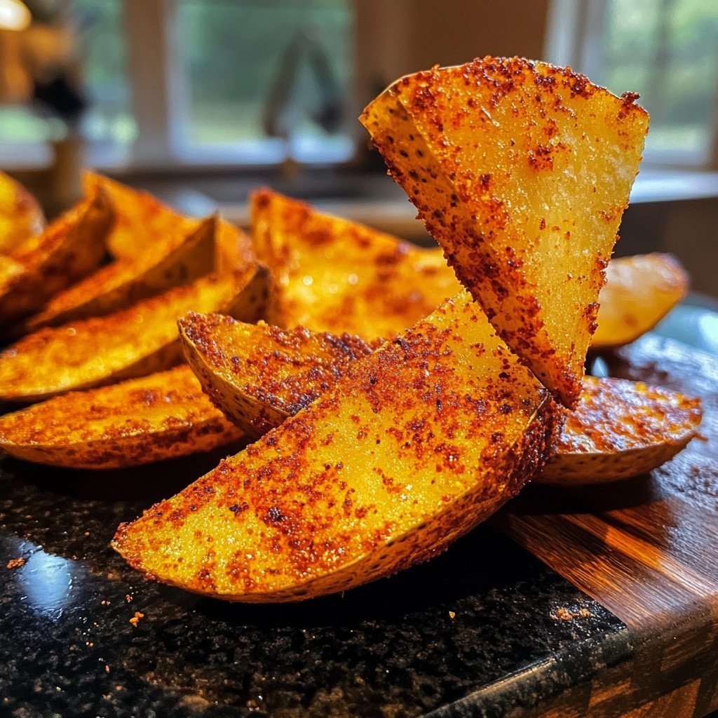 Gebackene Kartoffelkeile geräucherter Paprika