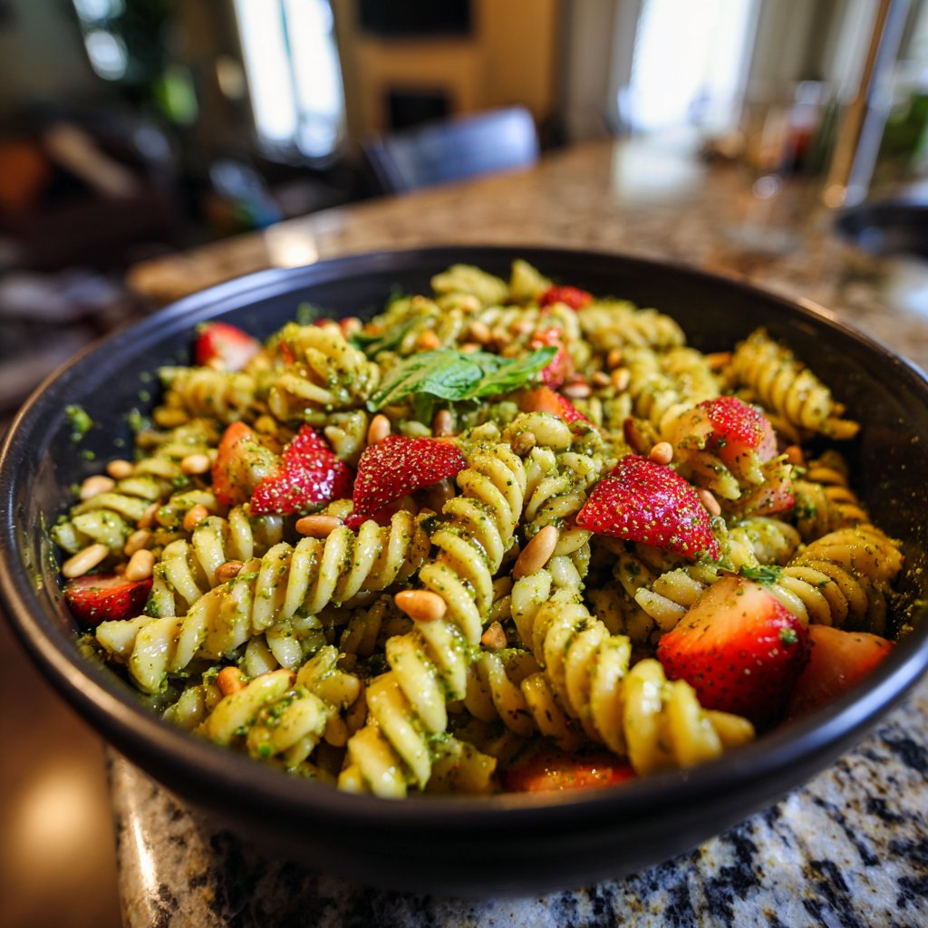 Sommer Erdbeer Pesto Pasta
