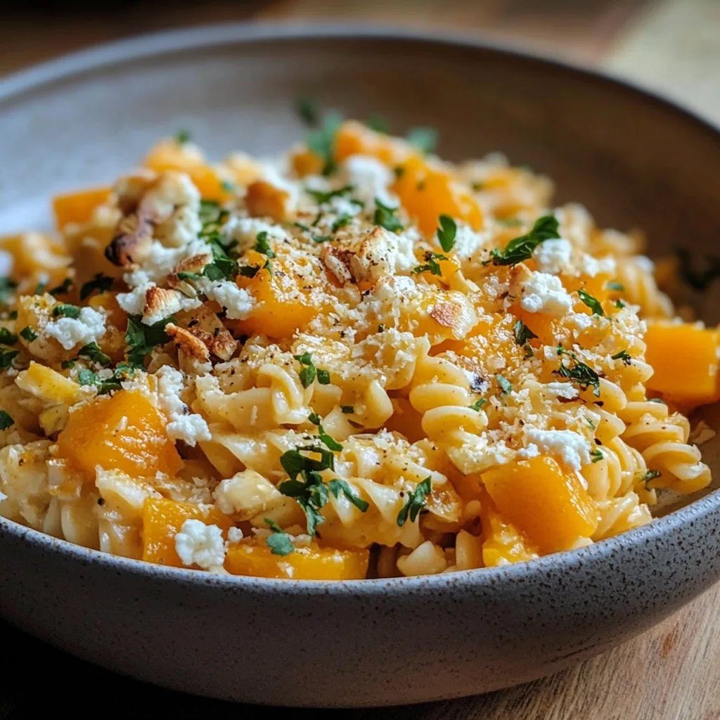 Schnelle Feta-Kürbis-Pasta