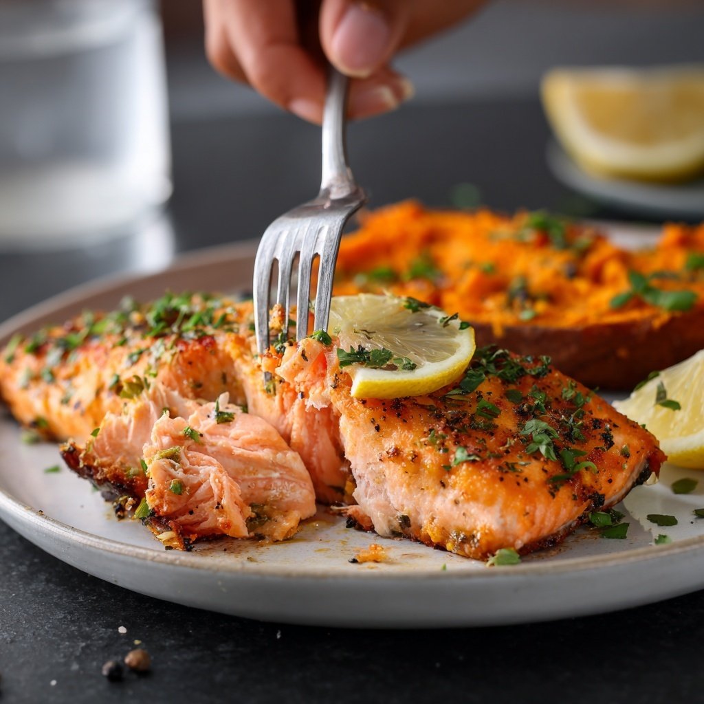 Gebackener Lachs und Süße Kartoffel