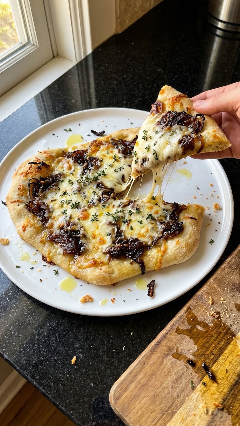 Karamellisierte Zwiebel Fladenbrot Pizza