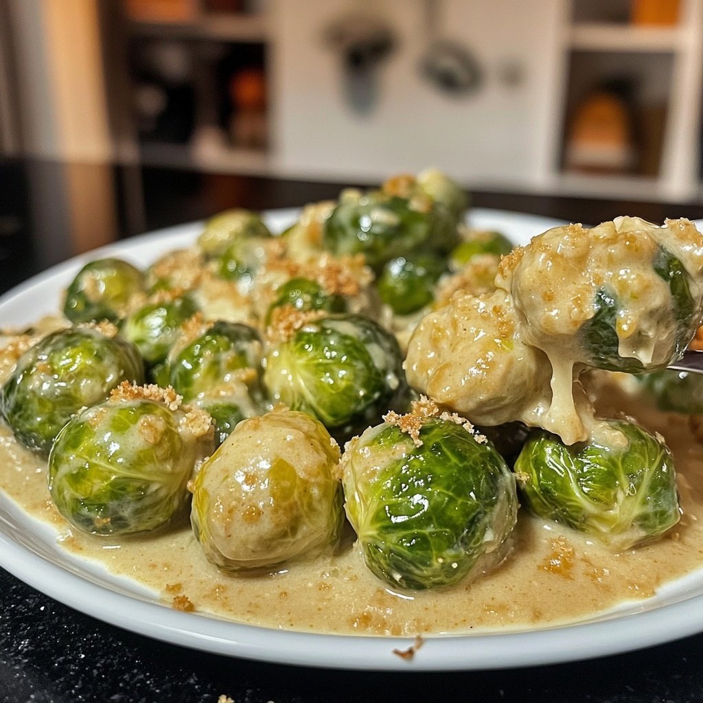 Rosenkohl in Frischkäse-Senfsauce