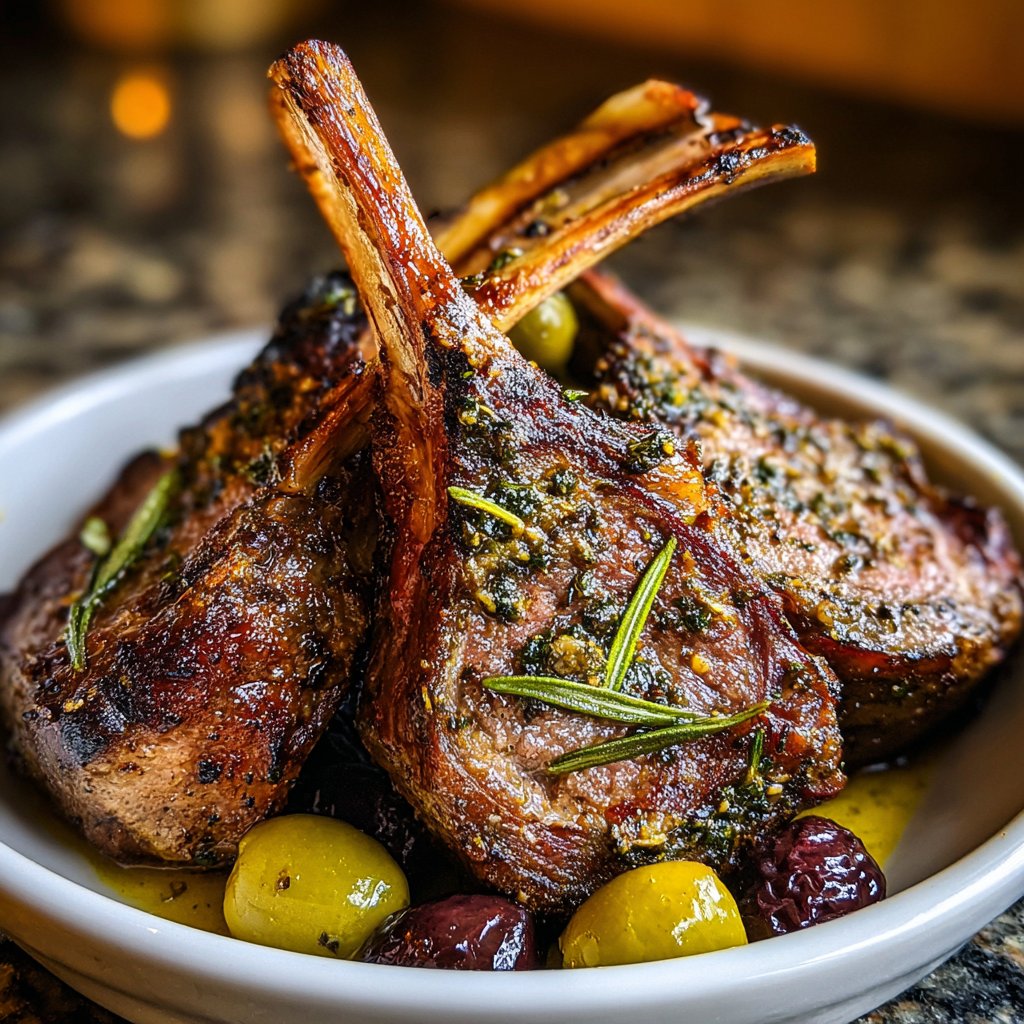 One-Pan Lamm Racks mit Oliven