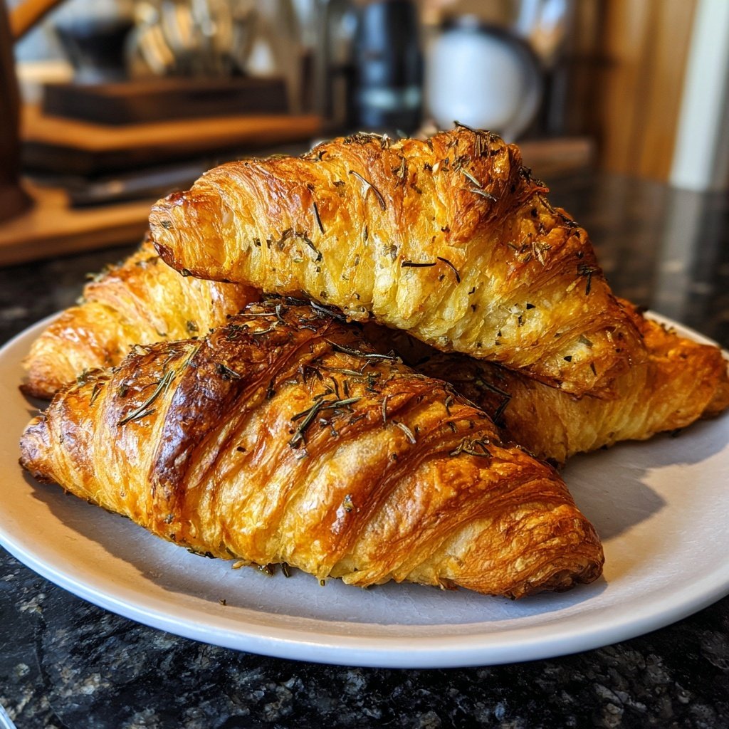 Knoblauch Croissant Brötchen Butterig