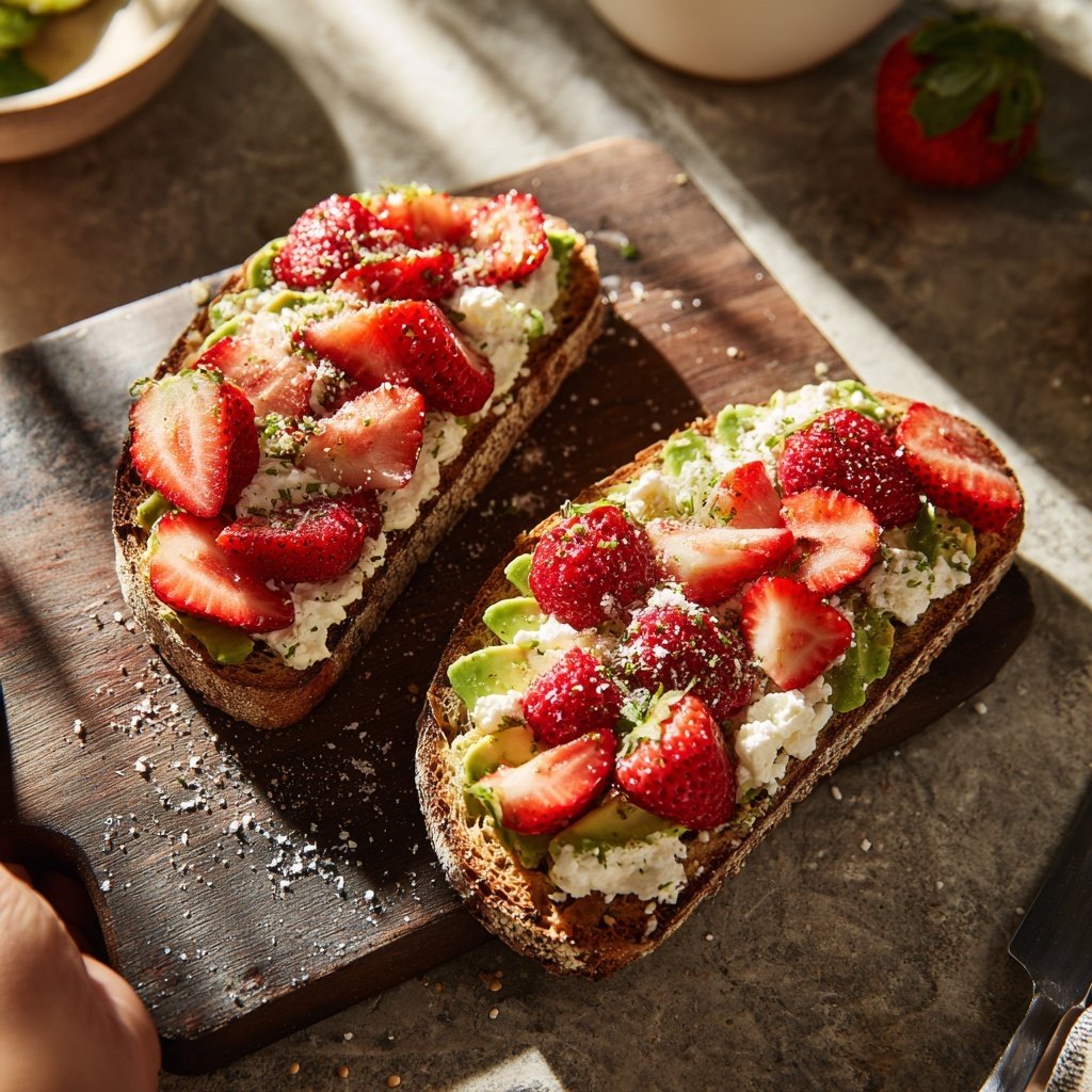 Avocado Strawberry Toast with Feta