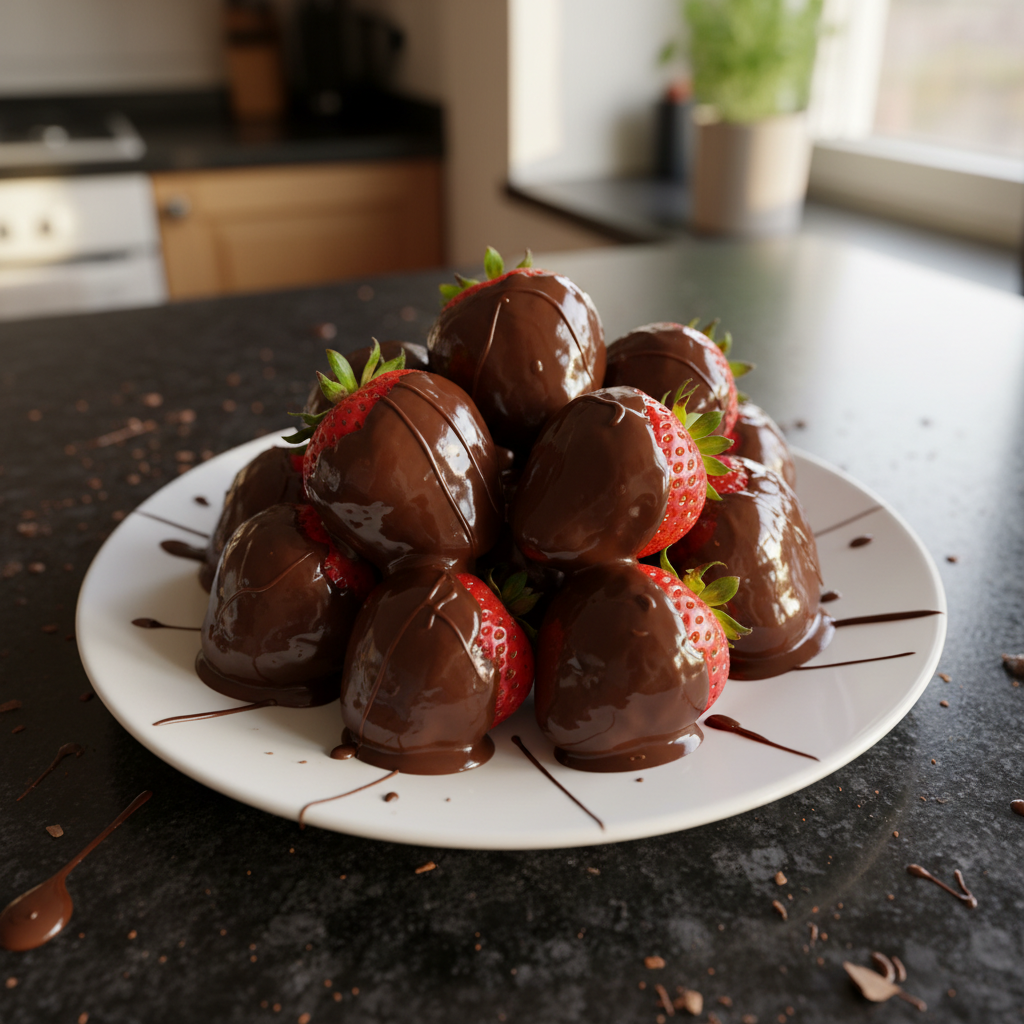 Dekadente Schokoladenüberzogene Erdbeeren