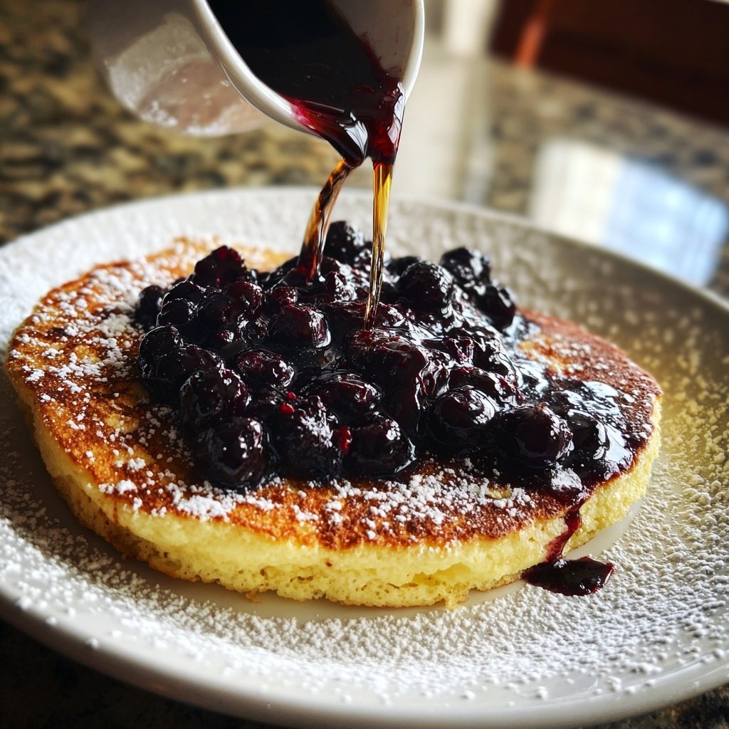 Protein Pfannkuchen mit Heidelbeere Kompott