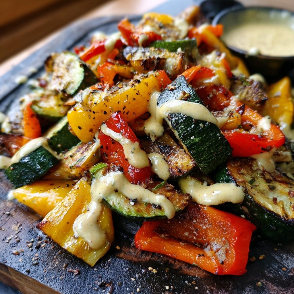 Gebratenes Gemüse Schüsseln Tahini Soße