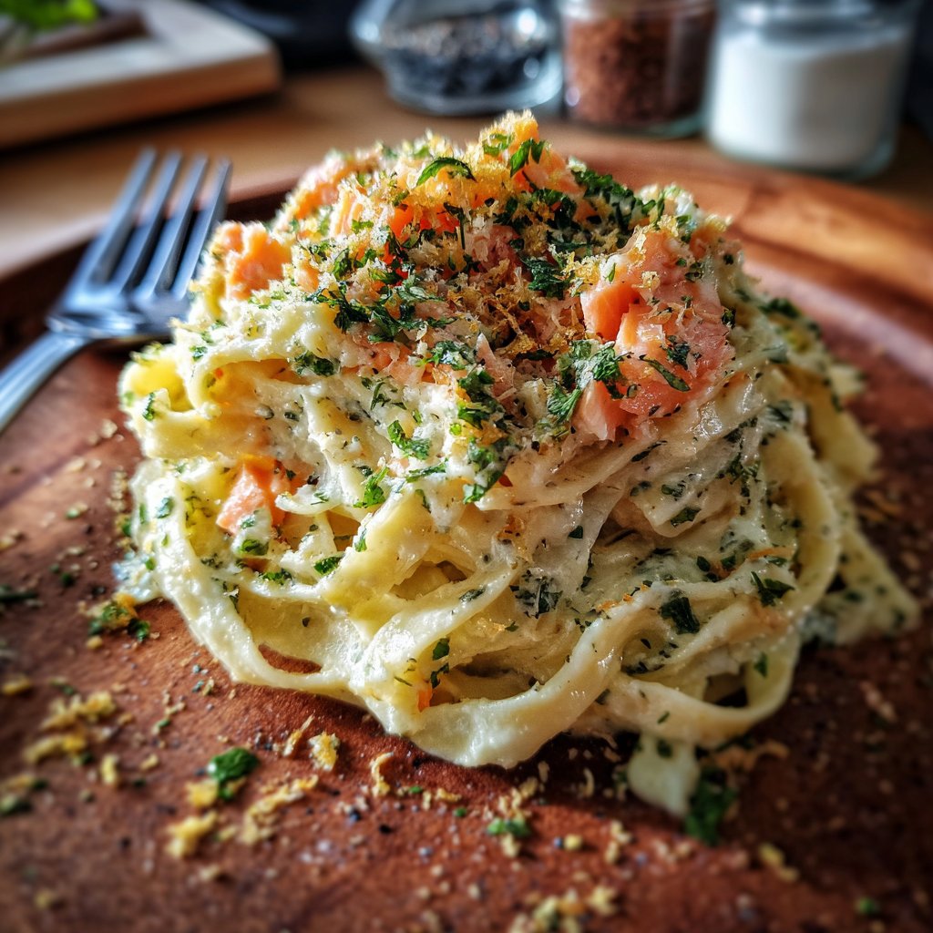 Lachs-Tagliatelle mit Kräutern