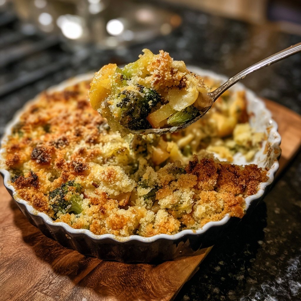 Brokkoli und Apfel-Crumble