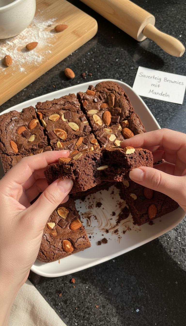 Sauerteig Brownies mit Mandeln​