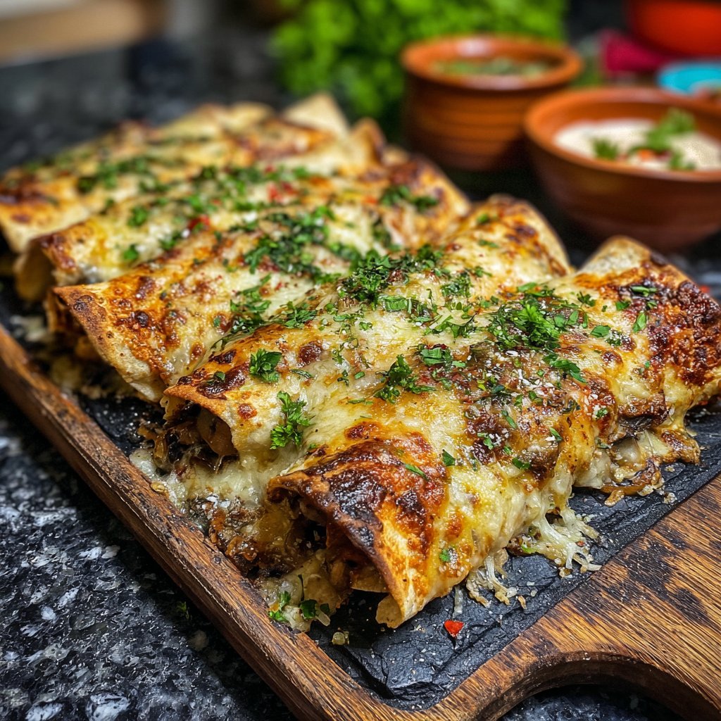 Crispy Turkey Mushroom Enchiladas